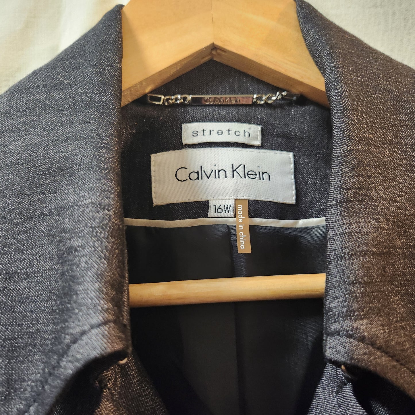 Calvin Klein Stretch Charcoal Double Breasted Blazer Women's Size 16W Tailored Jacket