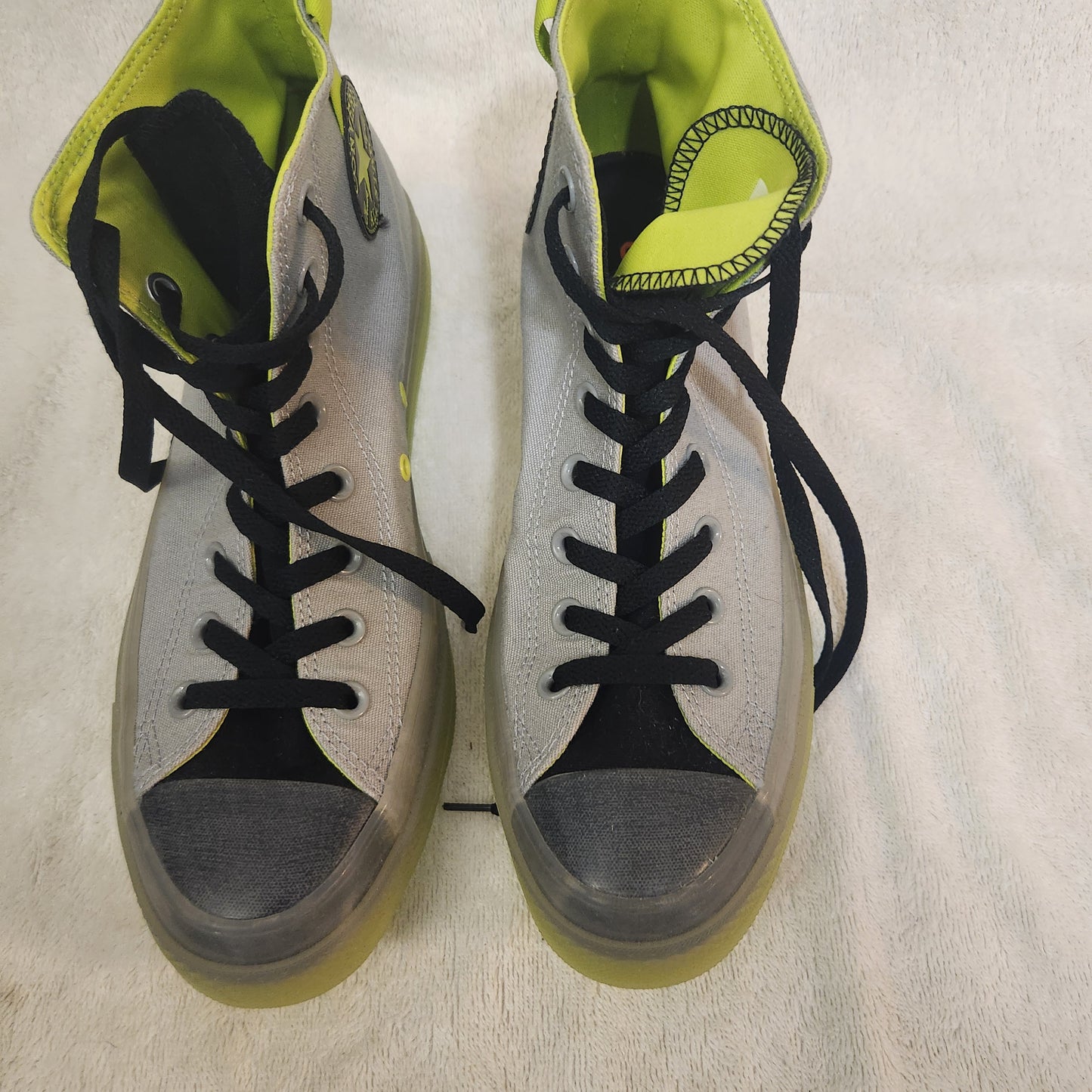 Converse Chuck Taylor All Star High Top Sneakers Grey Volt Neon Yellow US 9 EU 43