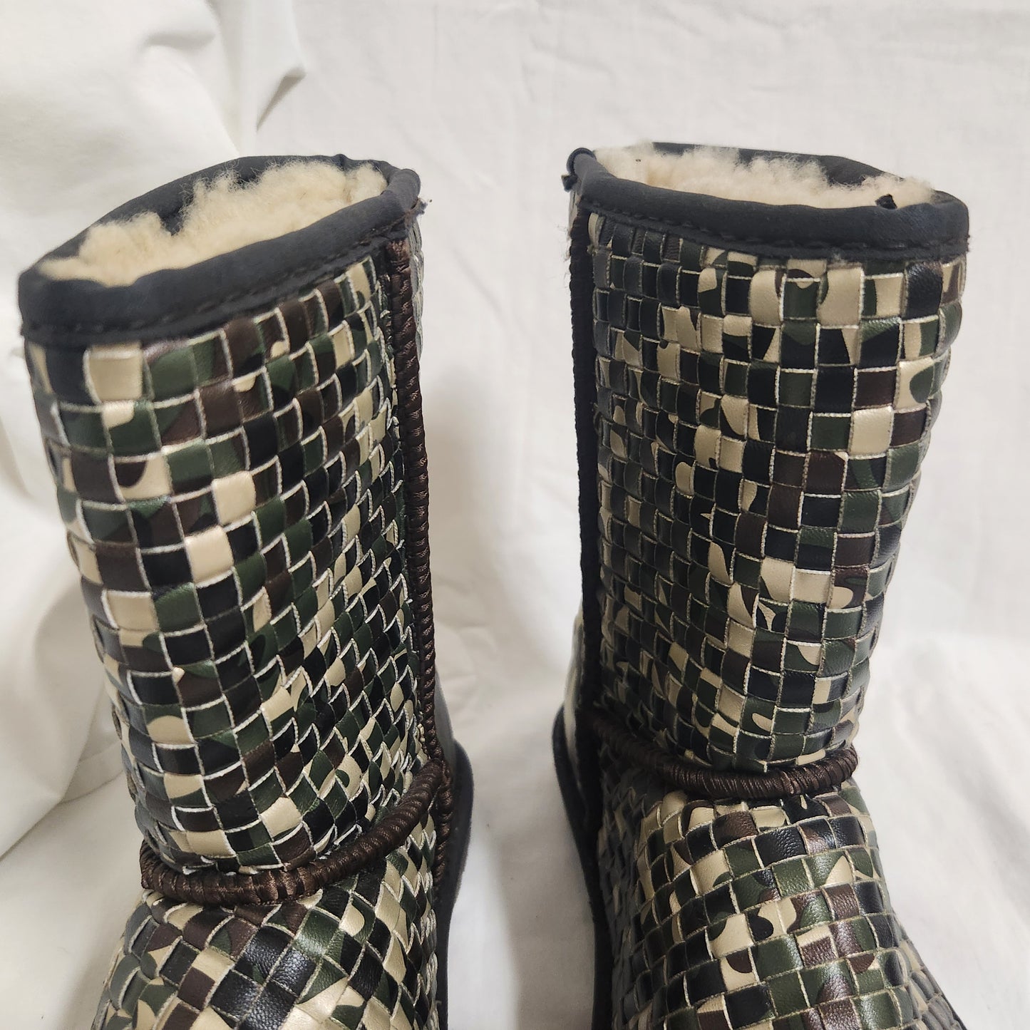 UGG Royal Woven Camouflage Sheepskin Boots – Mid Calf Winter Boots – Unisex