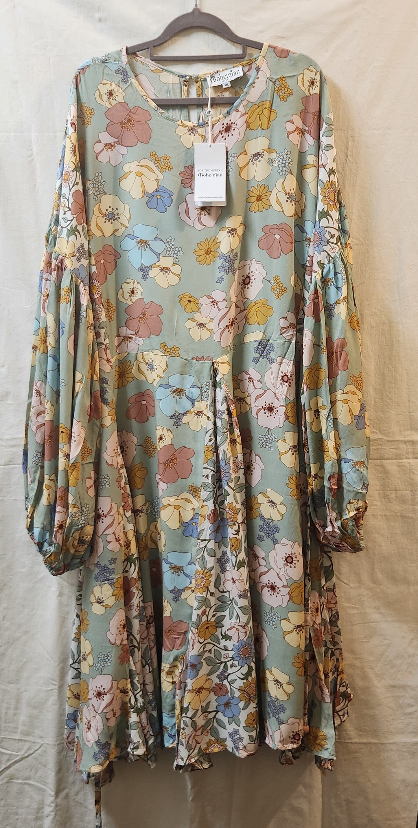 Bohemian Traders Floral Balloon Sleeve Maxi Dress Size M/L NWT