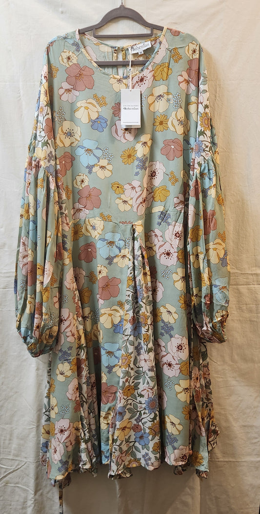 Bohemian Traders Floral Balloon Sleeve Maxi Dress Size M/L NWT