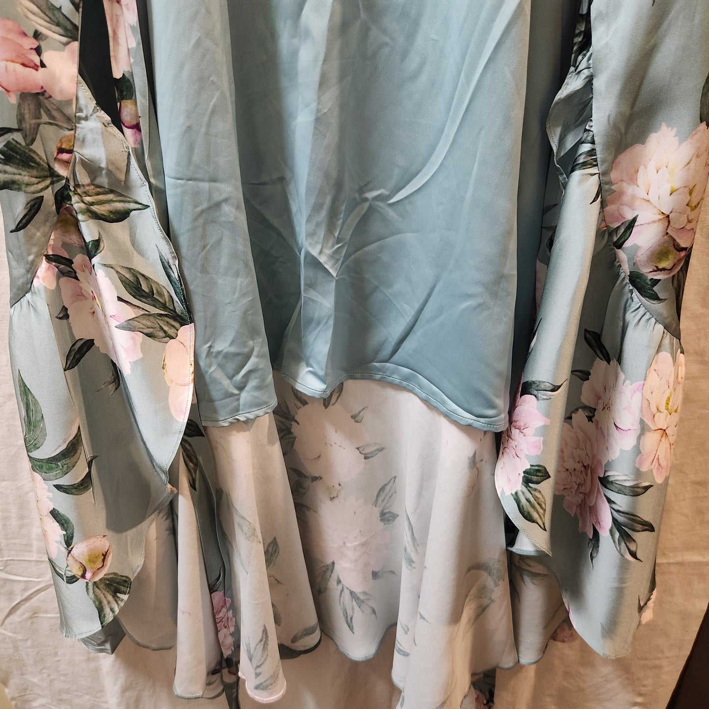 Portmans High Water Floral Mint Maxi Dress Size 12 NWT Ruffle Cold Shoulder