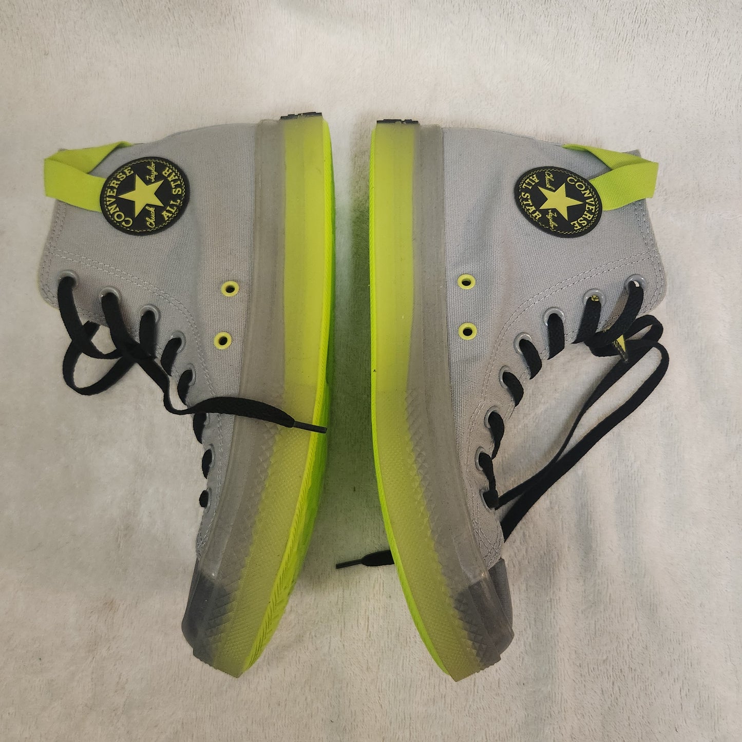 Converse Chuck Taylor All Star High Top Sneakers Grey Volt Neon Yellow US 9 EU 43