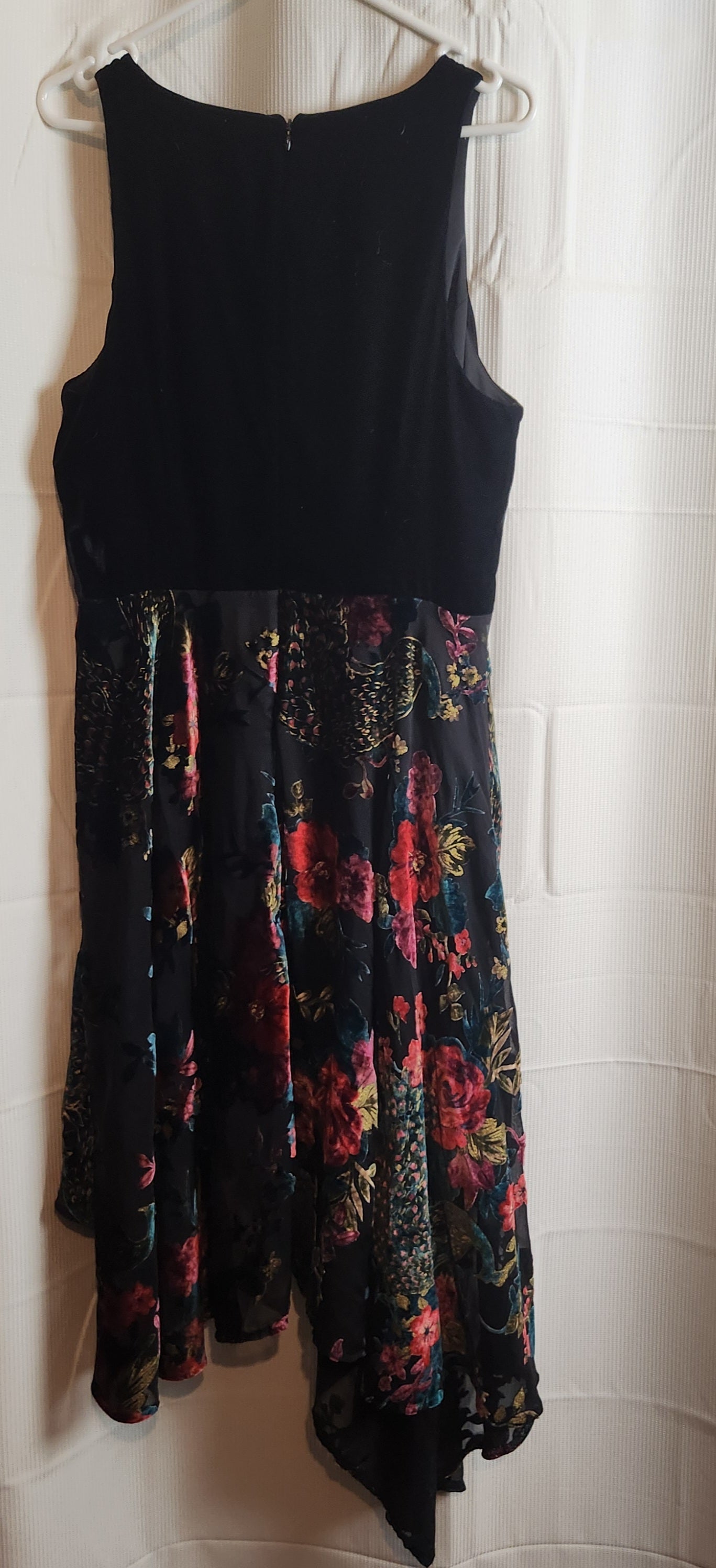 Monsoon Black Velvet Floral Burnout High-Low Dress | UK 16