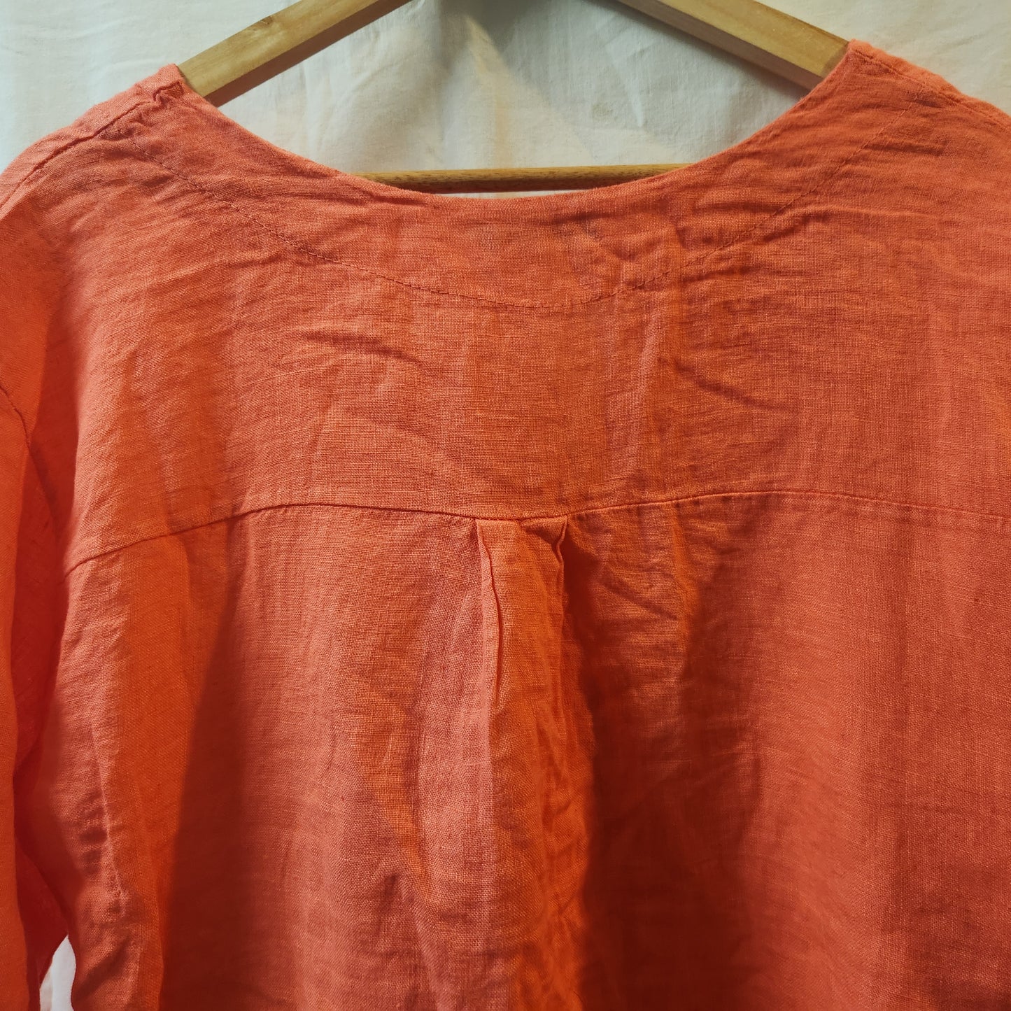 La Strada Fernanda 100% Linen Blouse Coral Size XL Made in Italy NWT