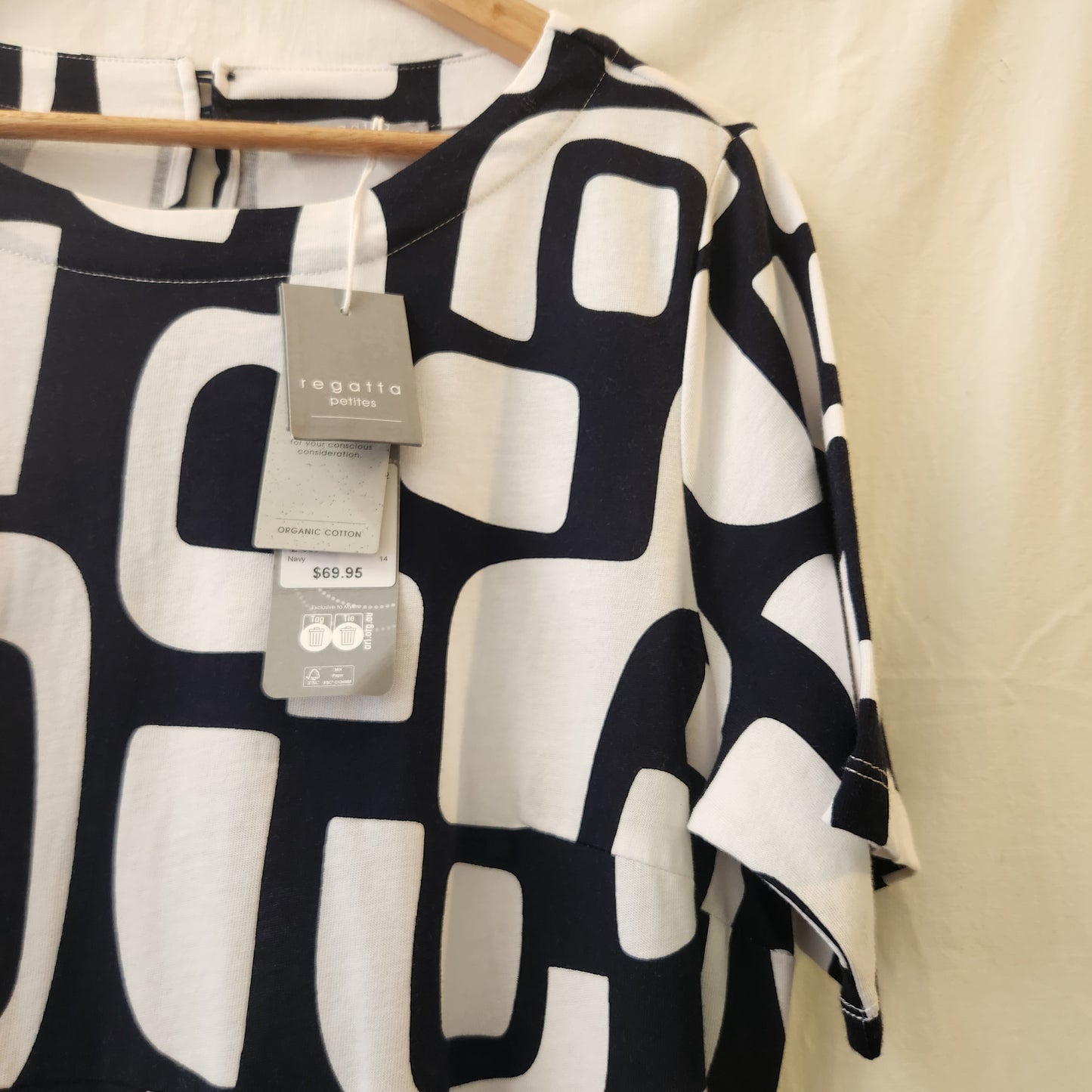 BNWT Regatta Petites Organic Cotton Geometric Print Midi Dress Size 14