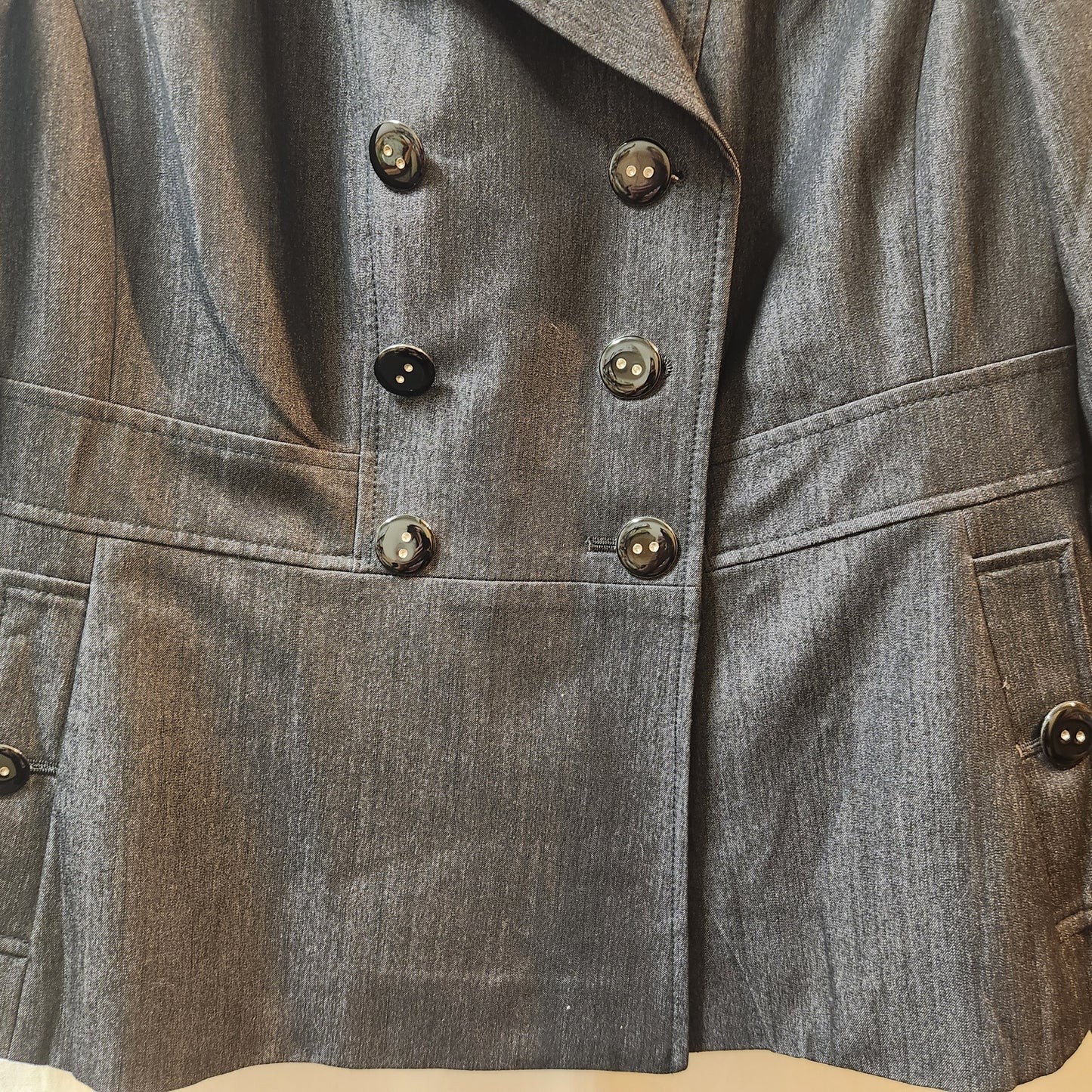 Calvin Klein Stretch Charcoal Double Breasted Blazer Women's Size 16W Tailored Jacket