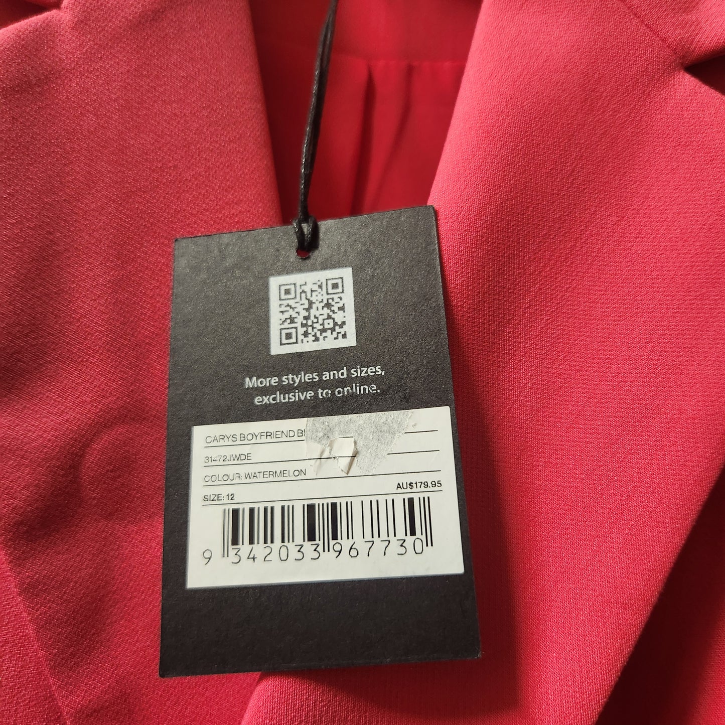 DECJUBA Carys Boyfriend Blazer Watermelon Pink | Size 12 | New With Tags