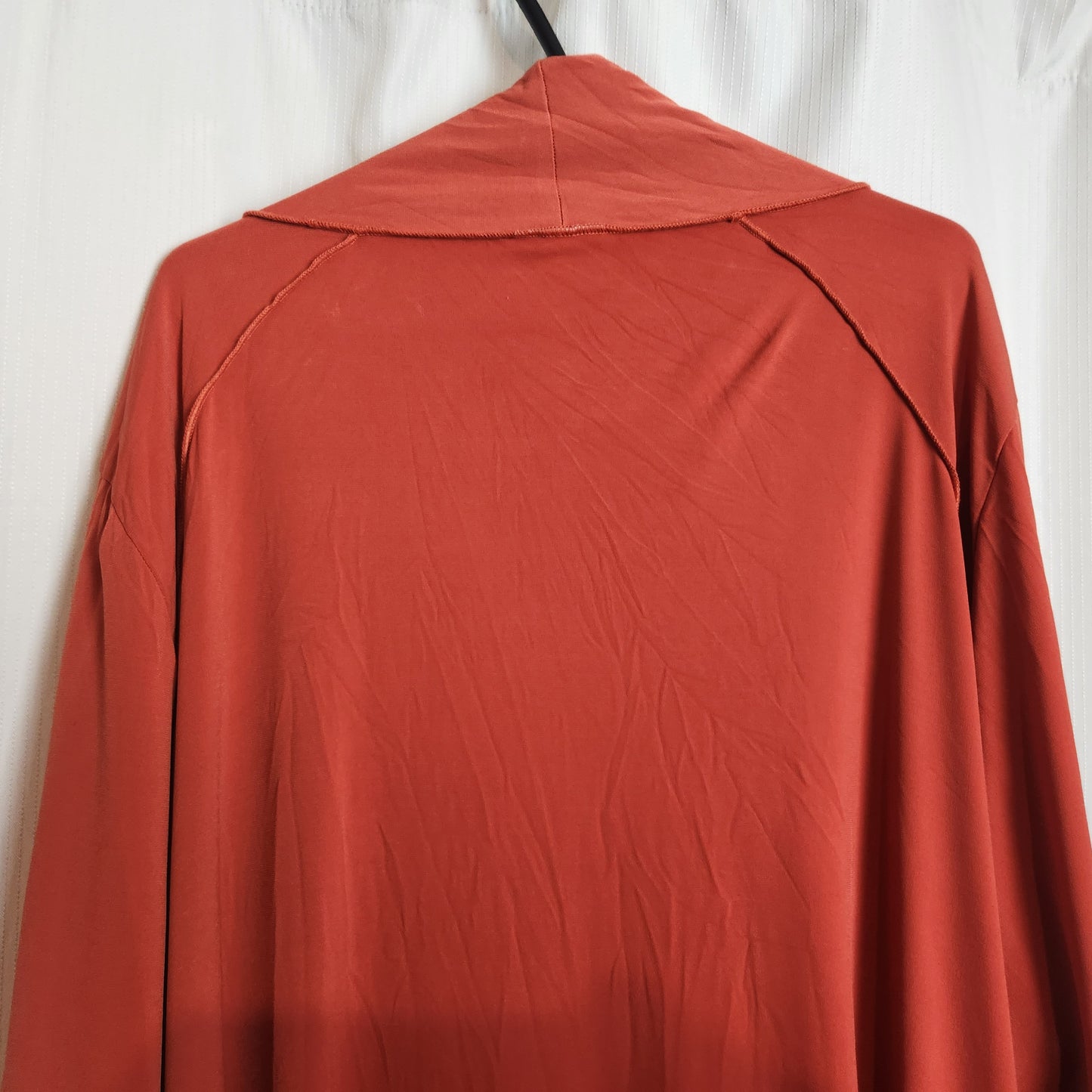 Taking Shape Rust Waterfall Cardigan Jacket Size M Asymmetrical Hem Statement Button