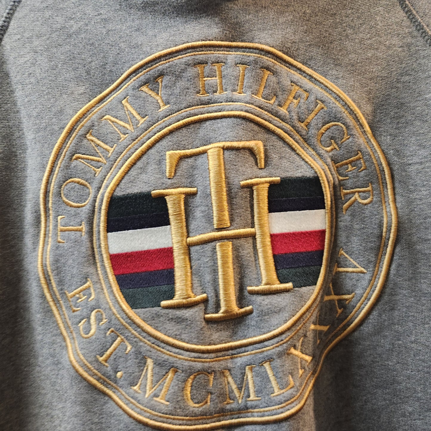 Tommy Hilfiger Heritage Crest Hoodie Grey Fleece Pullover | Women's L