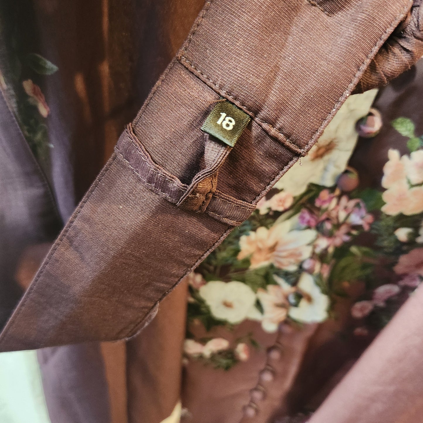 Portmans Floral Maxi Dress | Mauve Button Front Belted | Size 18