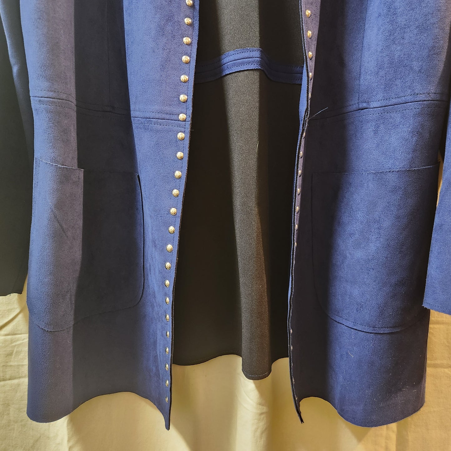 Noni B Royal Blue Faux Suede Studded Open Front Jacket Size 14 Women's