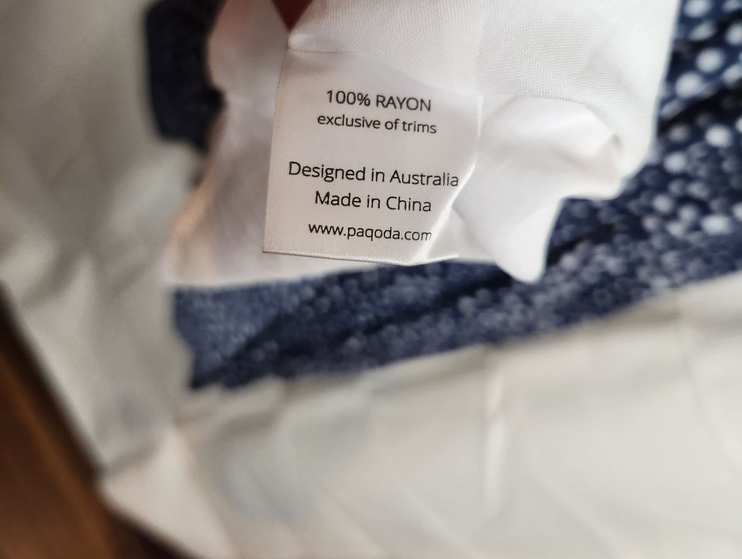 BNWT Paqoda Tuhu Dress Dusted Ink Blue White Spot Print Rayon Size 4