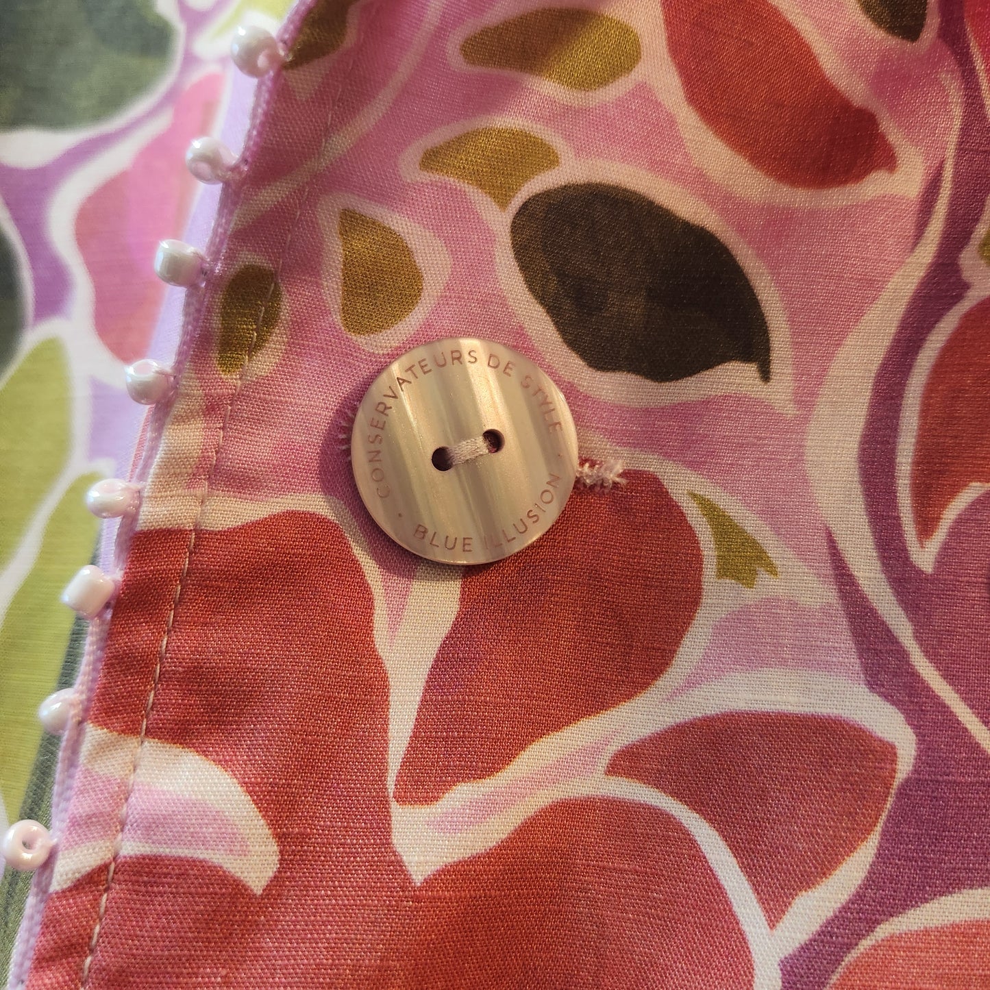 Blue Illusion Reversible Floral Linen Blend Coat Jacket Pink | Size L | BNWT