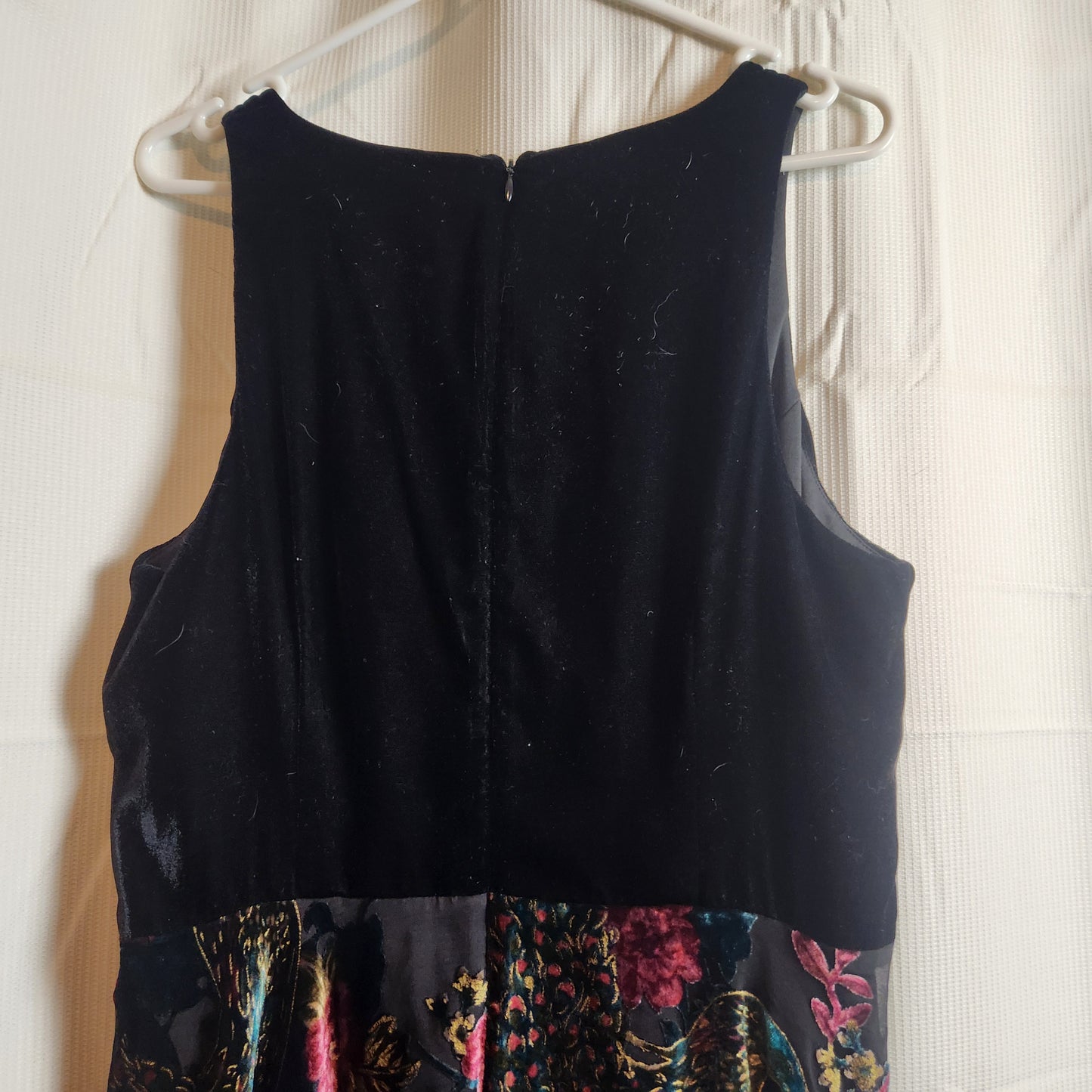 Monsoon Black Velvet Floral Burnout High-Low Dress | UK 16