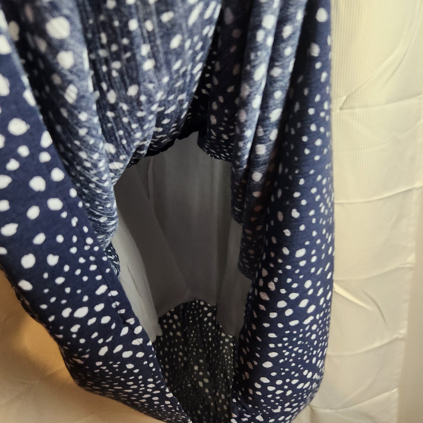 BNWT Paqoda Tuhu Dress Dusted Ink Blue White Spot Print Rayon Size 4