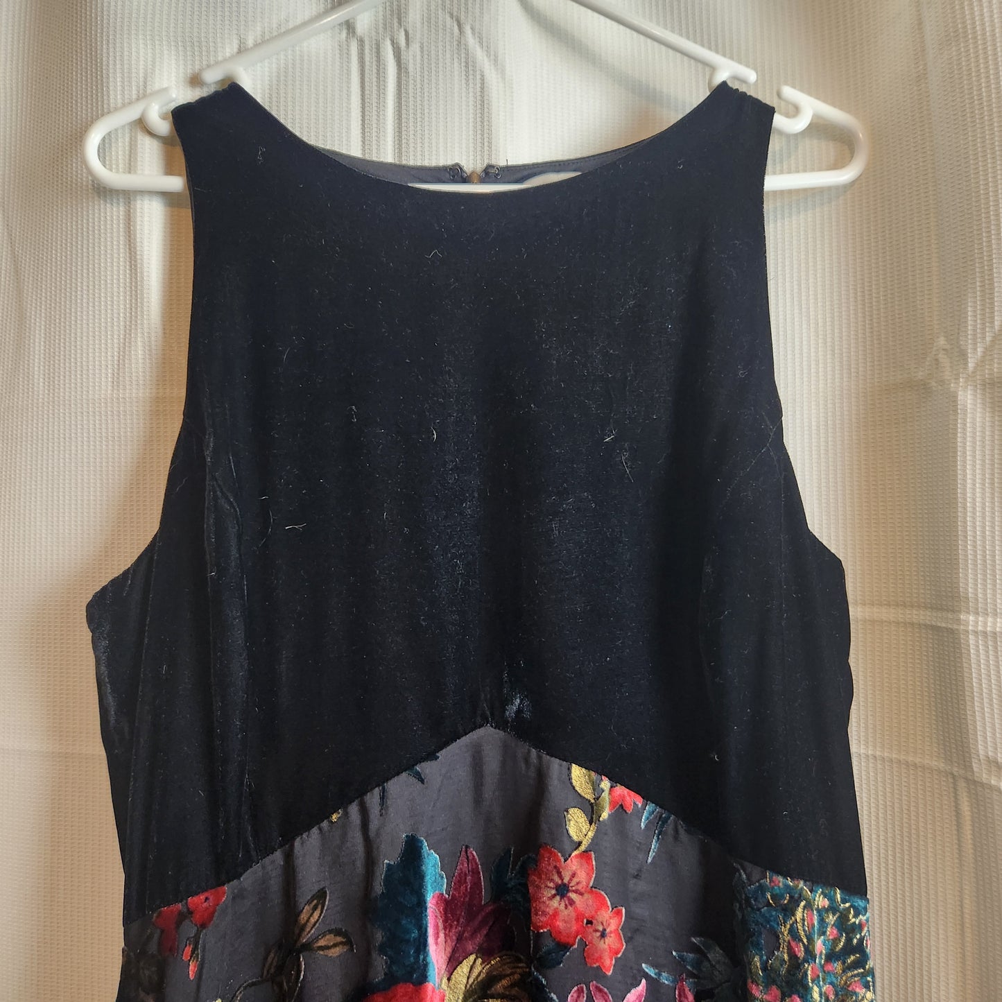 Monsoon Black Velvet Floral Burnout High-Low Dress | UK 16