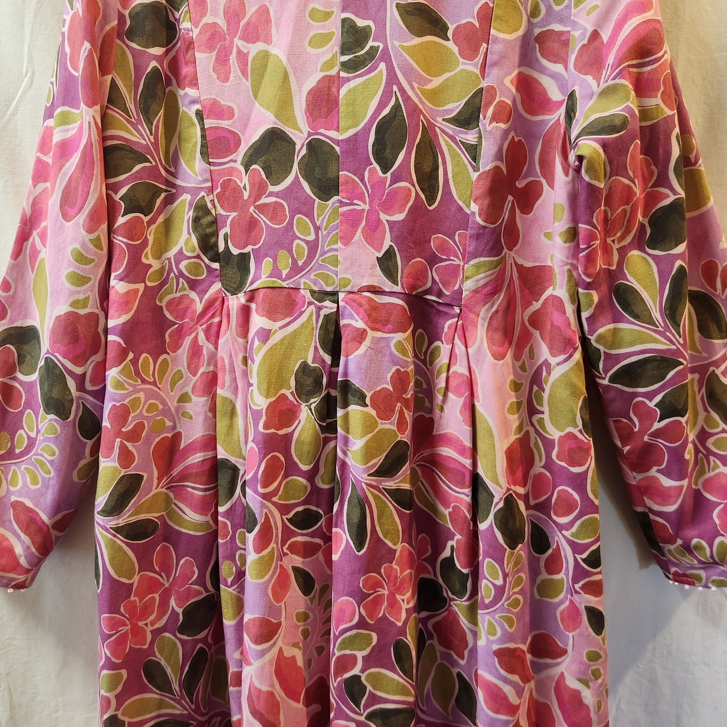 Blue Illusion Reversible Floral Linen Blend Coat Jacket Pink | Size L | BNWT