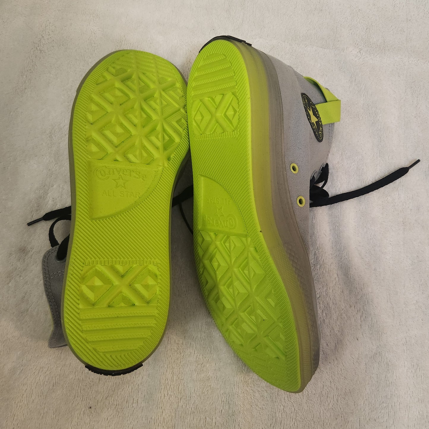 Converse Chuck Taylor All Star High Top Sneakers Grey Volt Neon Yellow US 9 EU 43