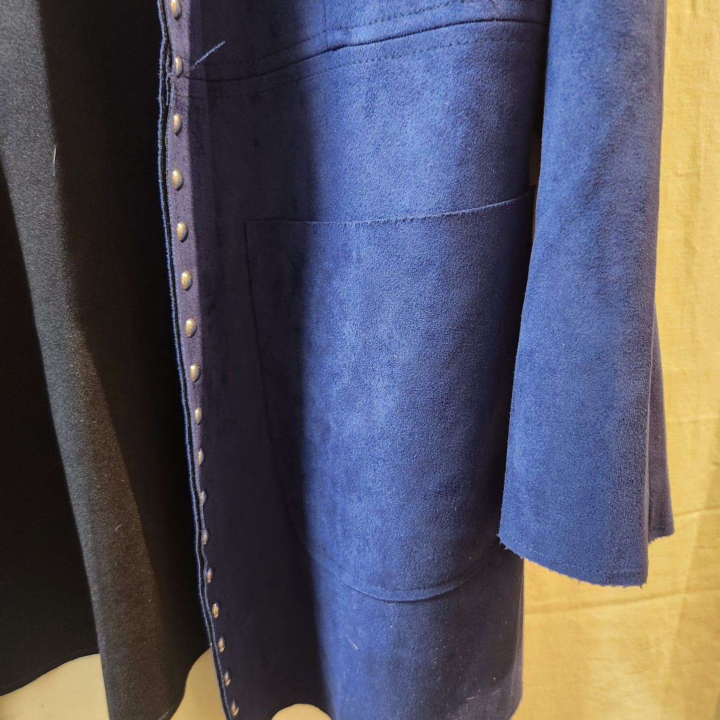 Noni B Royal Blue Faux Suede Studded Open Front Jacket Size 14 Women's