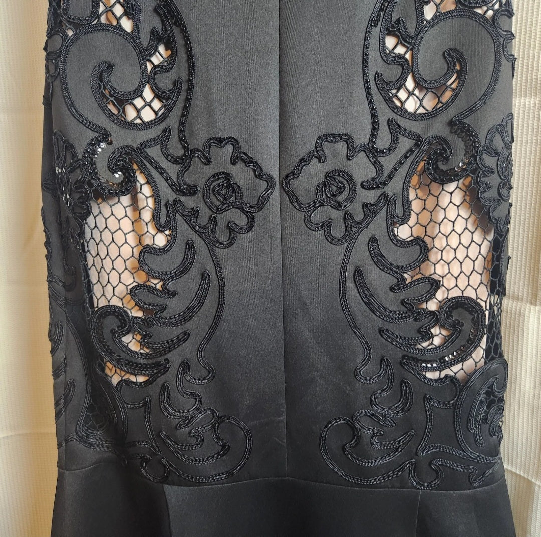 Phase 8 (Collection 8)Black Embellished Midi Dress Size 12 Cocktail Formal Evening Dress