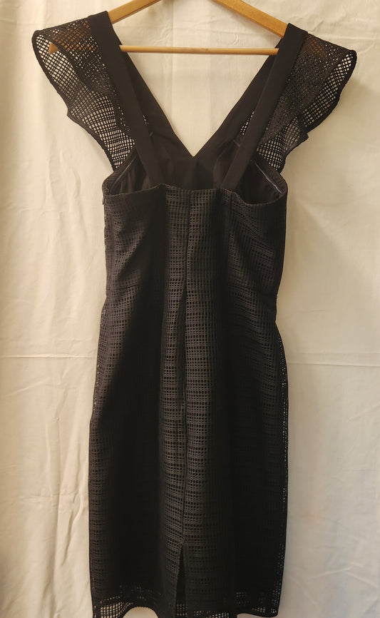 Veronika Maine Black Mesh Detail Dress | Made in Australia | Size 6