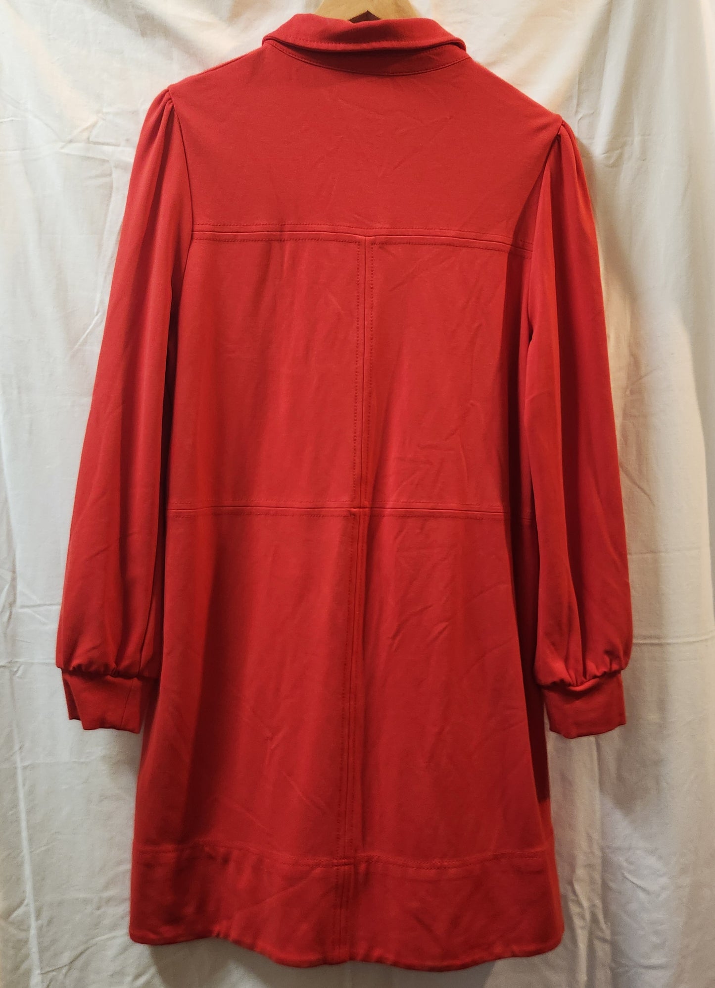 ME+EM Coral Red Zip Front Dress UK 16 Designer Puff Sleeve Pocket Dress