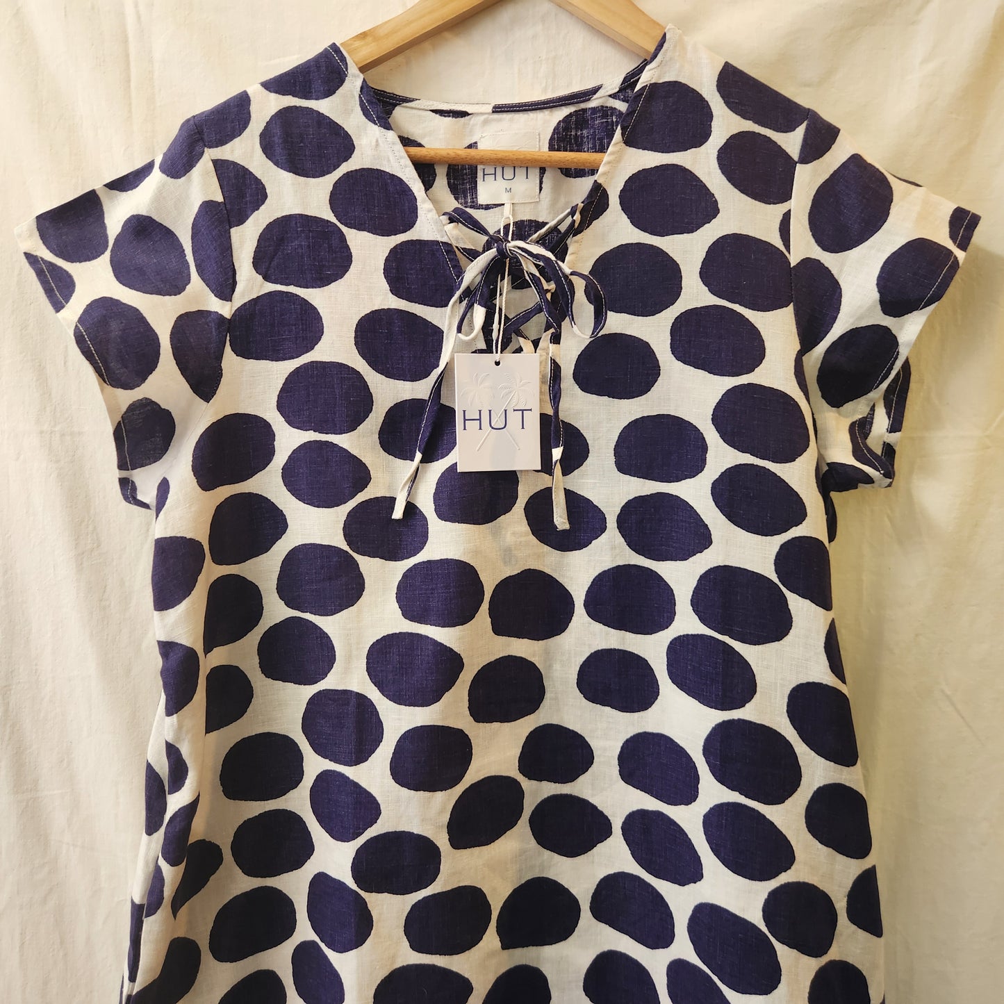 HUT Noosa 100% Linen Polka Dot Dress BNWT | Size M | Coastal Australian St