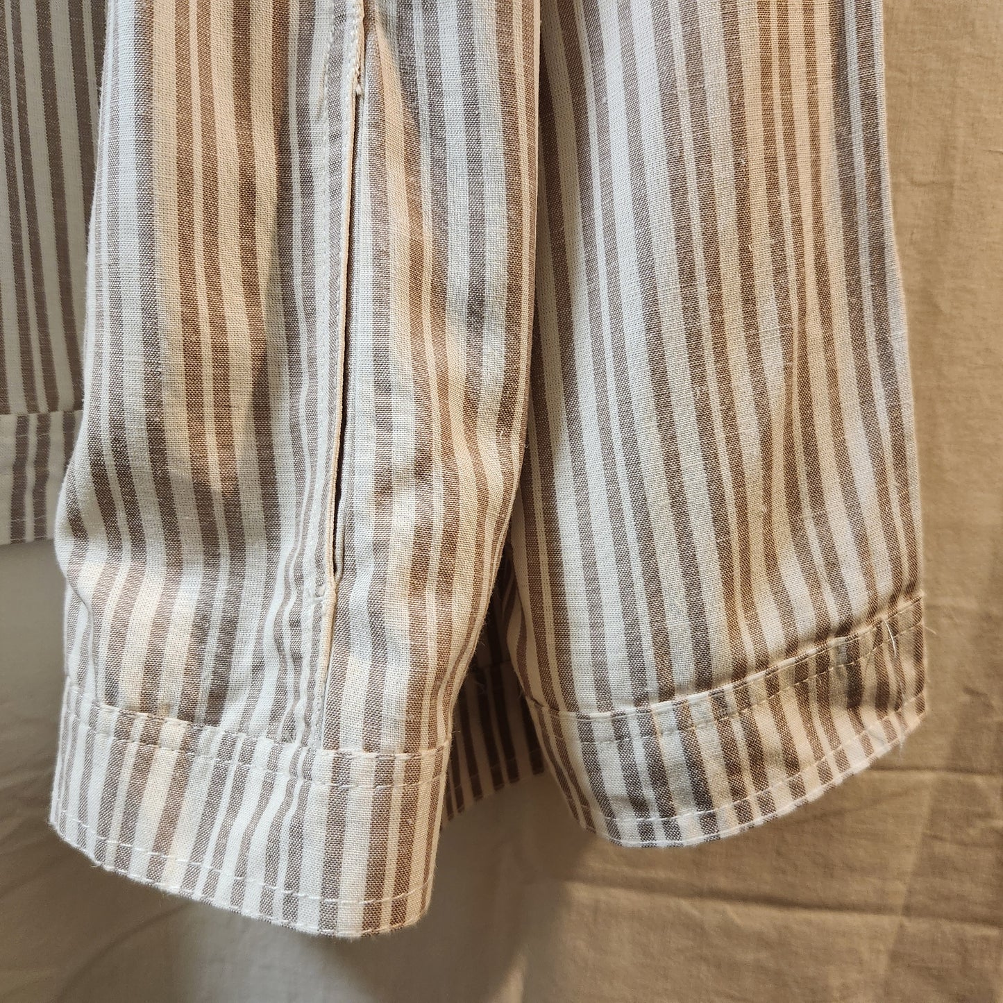 Autograph Linen Blend Stripe Utility Jacket Size 18 Taupe White Lightweight Women's
