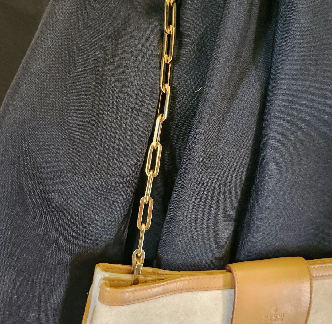 Authentic Gucci Tom Ford Tiger Charm Suede & Leather Shoulder Bag – Made in Italy