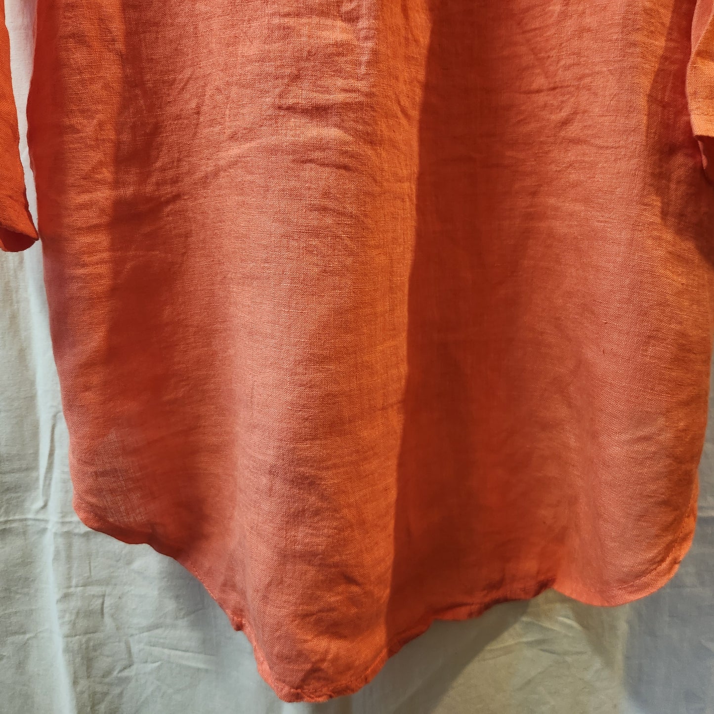 La Strada Fernanda 100% Linen Blouse Coral Size XL Made in Italy NWT