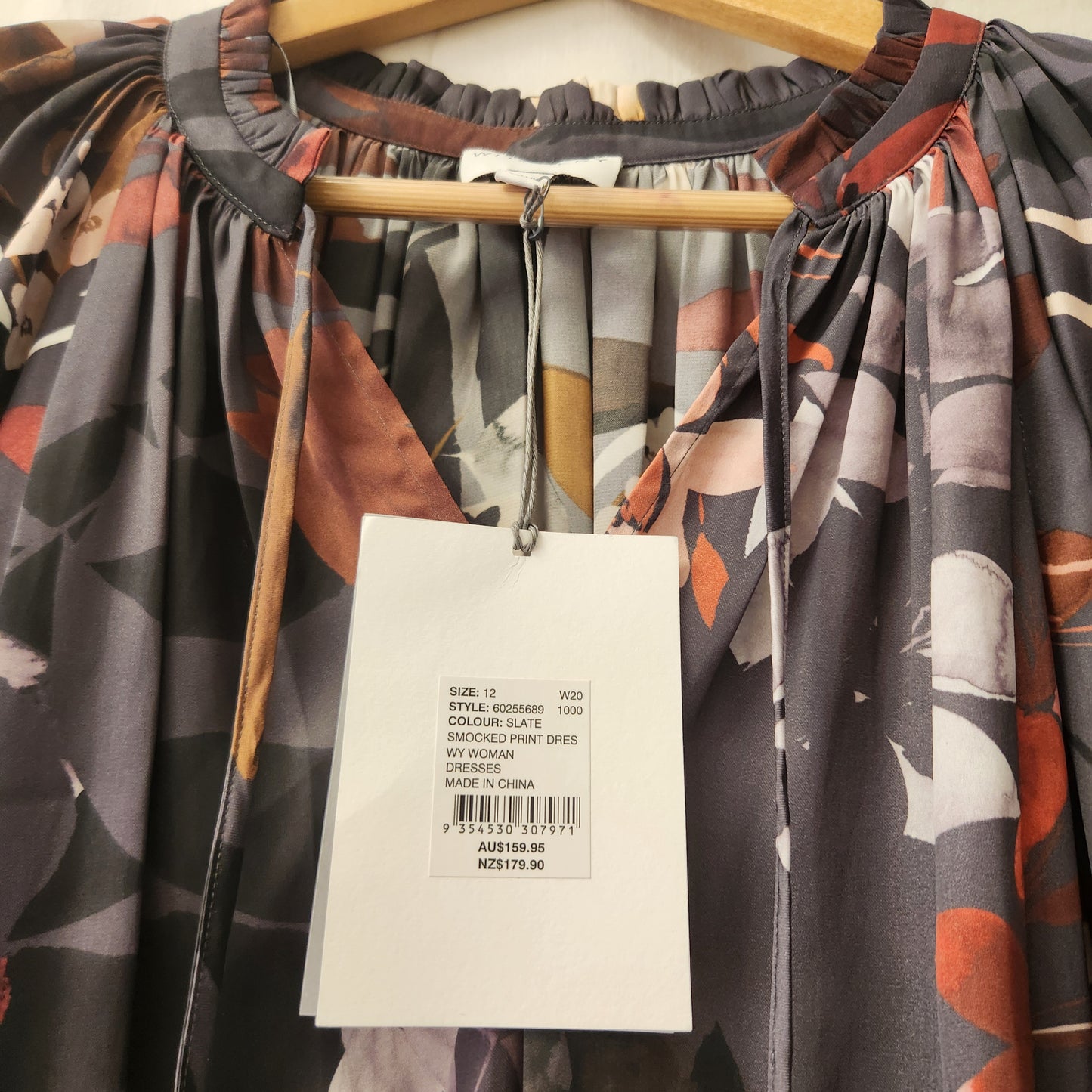 Witchery Floral Midi Dress | Long Sleeve | Sheer Overlay | Elegant Autumn Tones | Size 12