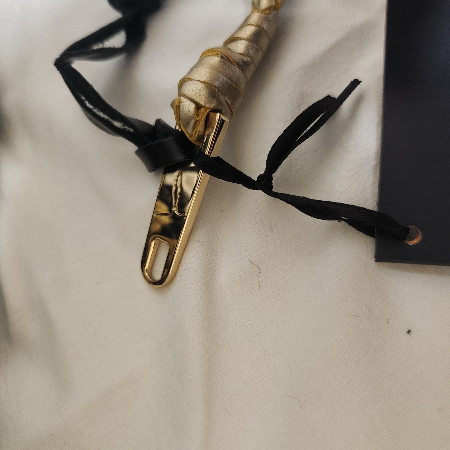 TALI Handmade Woven Clutch | Black, White & Gold Artisan Zip Pouch with Leather Tassel