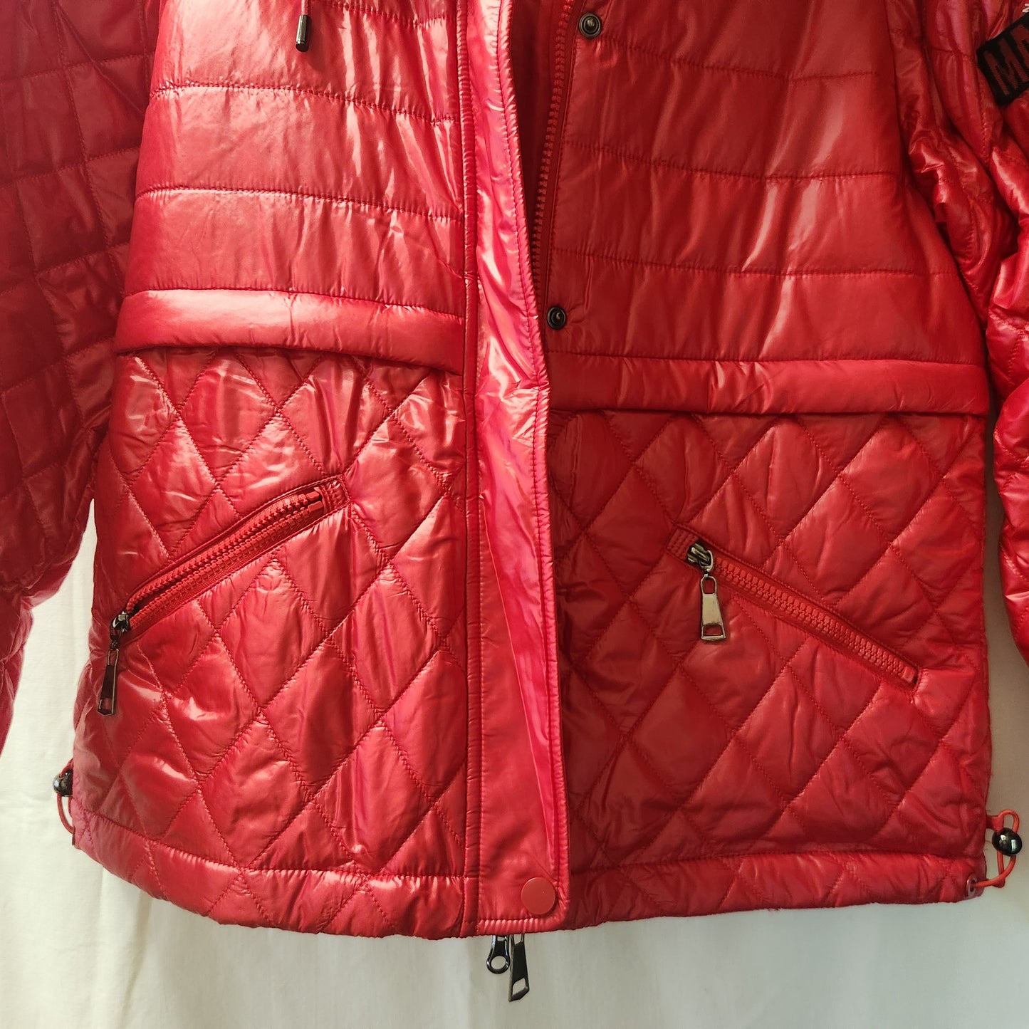 Gasman Women's Red Lightweight Quilted Puffer Jacket Hooded Size Small