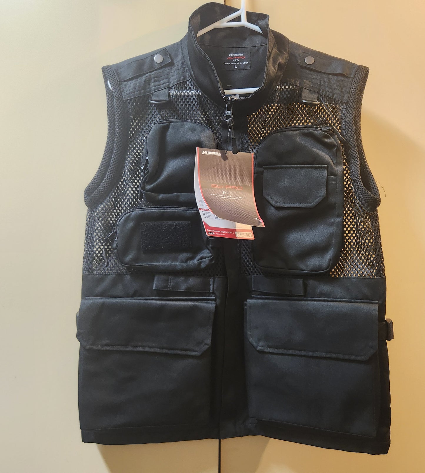 Hakuba GW-PRO RED Professional Cameraman Mesh Vest Black Size L BNWT Photography Utility Vest