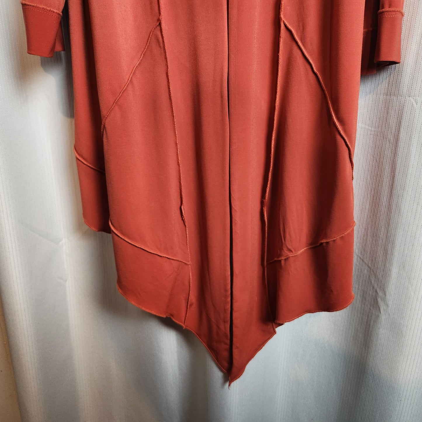 Taking Shape Rust Waterfall Cardigan Jacket Size M Asymmetrical Hem Statement Button