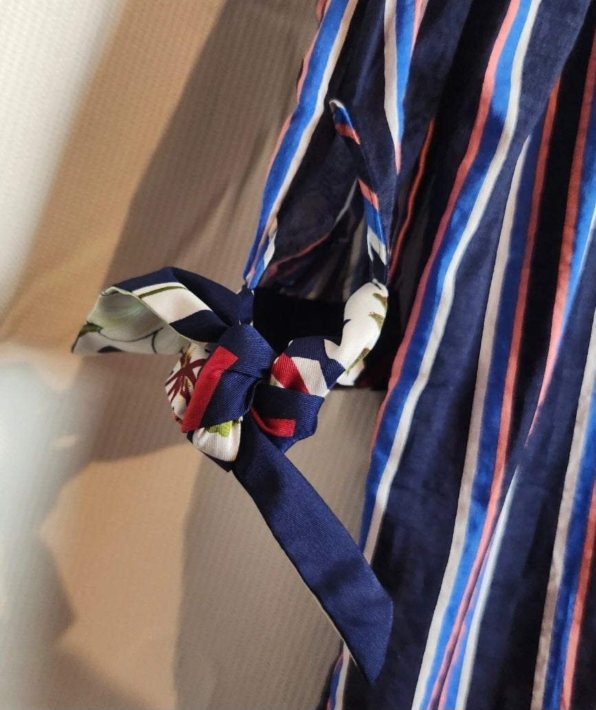 LD+Co Melbourne Striped Shirt Dress XL Navy Floral Contrast BNWT