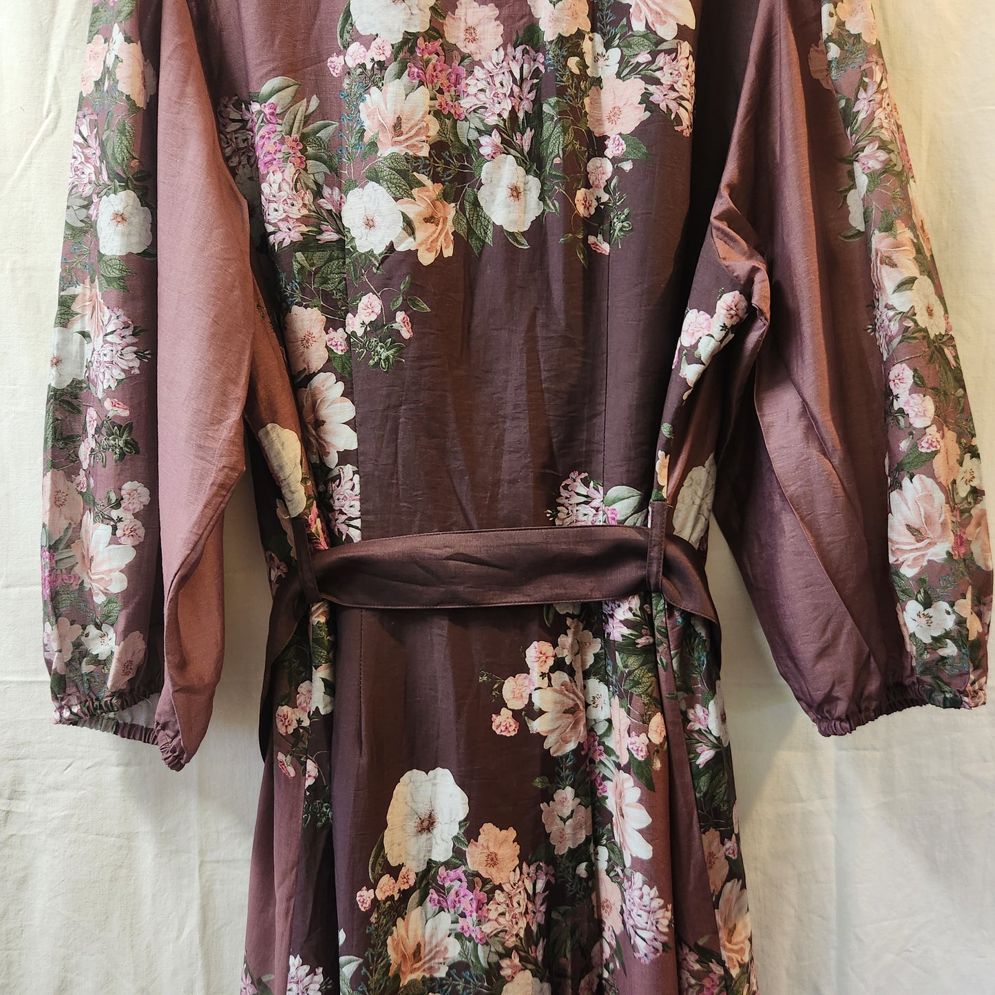 Portmans Floral Maxi Dress | Mauve Button Front Belted | Size 18