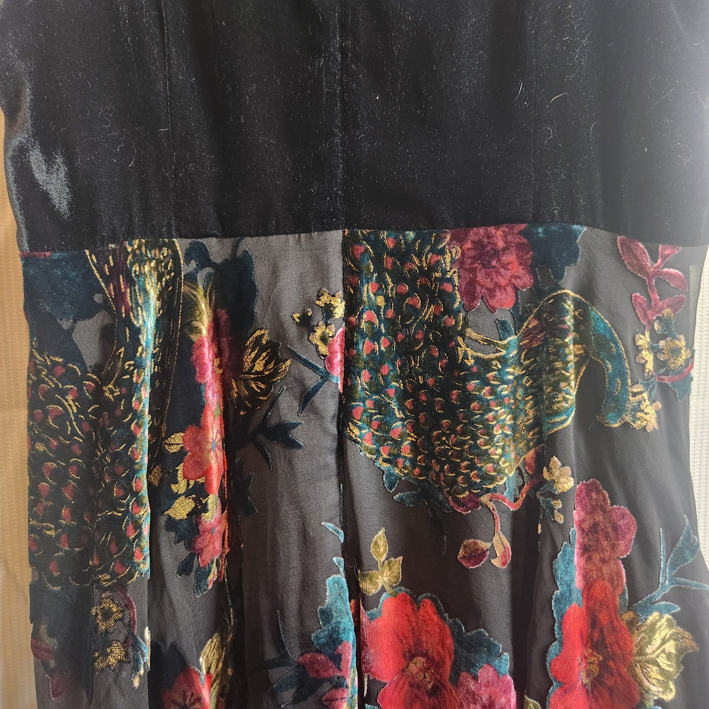 Monsoon Black Velvet Floral Burnout High-Low Dress | UK 16