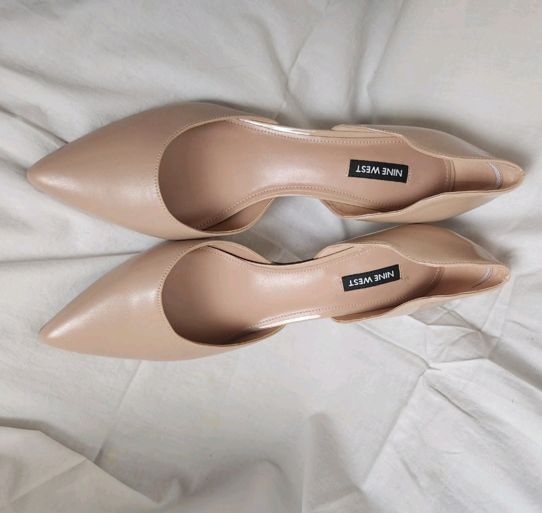 Nine West Nude Pointed Toe d'Orsay Pumps Size 10.5M Women's Classic Mid Heel