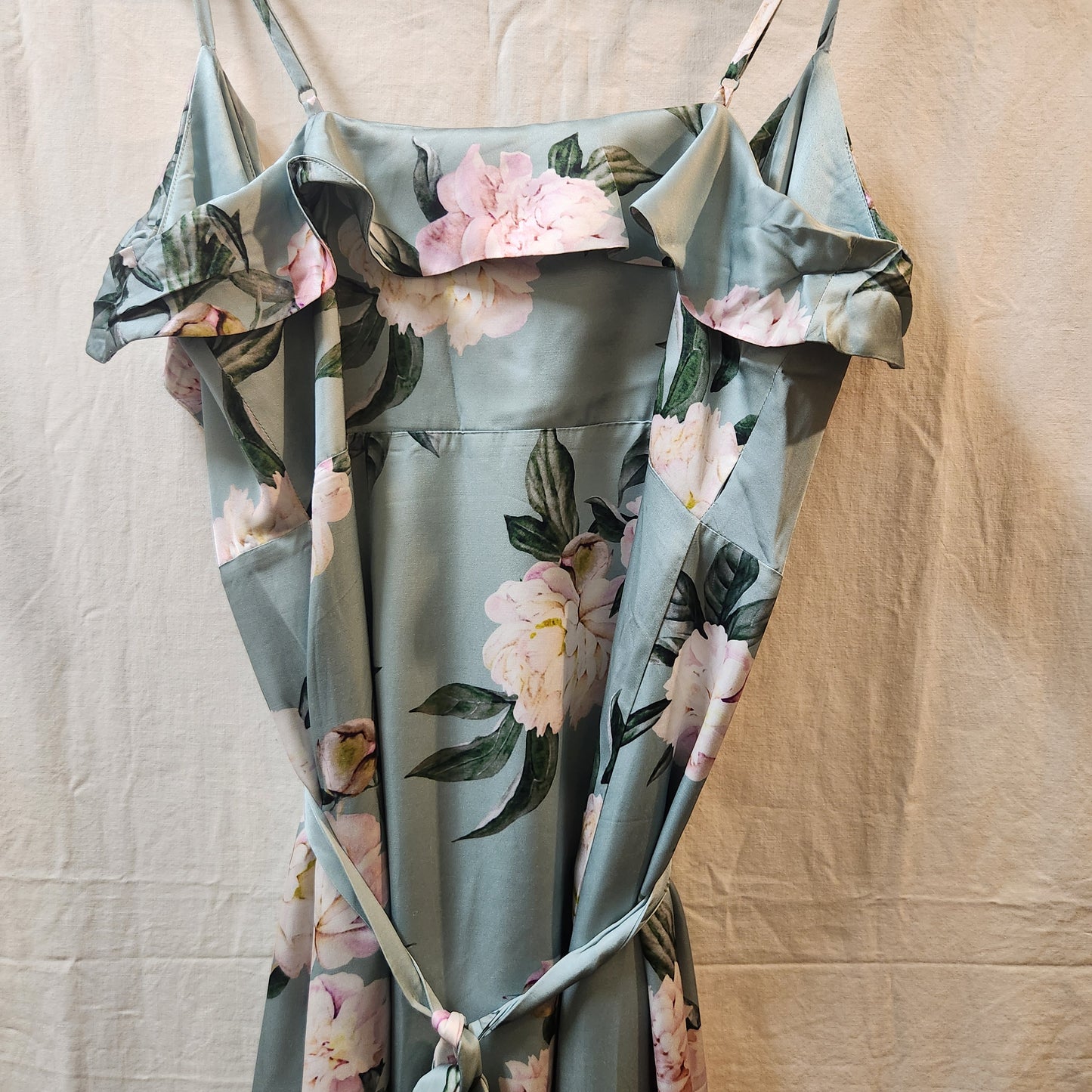 Portmans High Water Floral Mint Maxi Dress Size 12 NWT Ruffle Cold Shoulder
