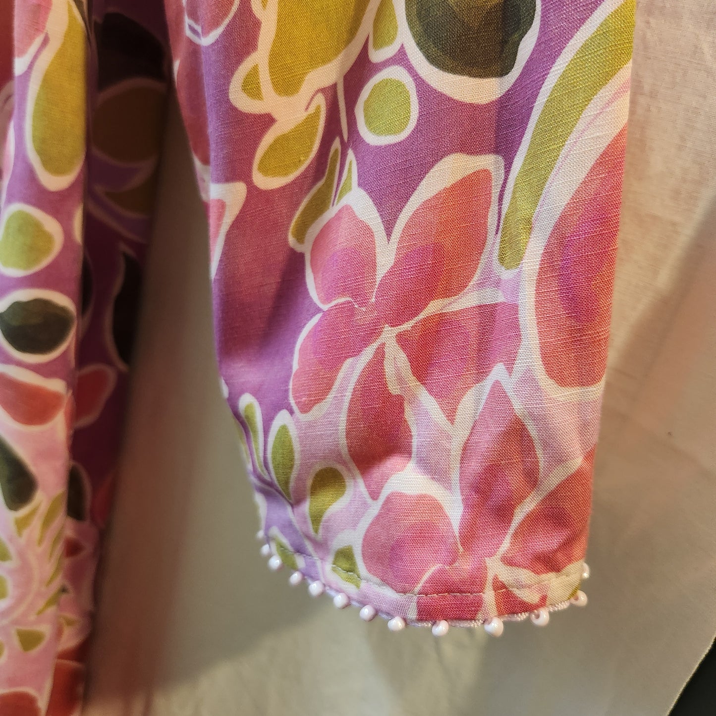 Blue Illusion Reversible Floral Linen Blend Coat Jacket Pink | Size L | BNWT