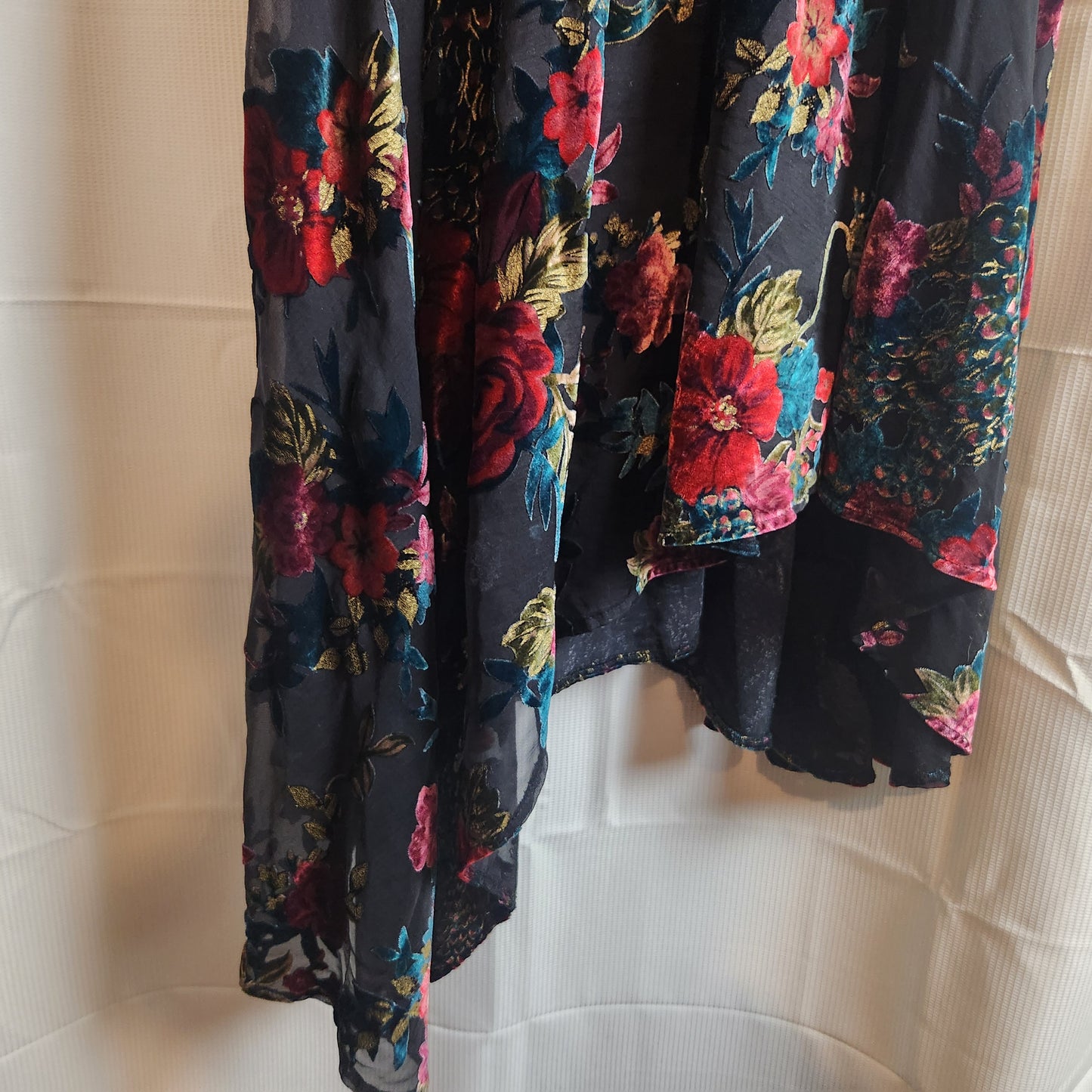 Monsoon Black Velvet Floral Burnout High-Low Dress | UK 16