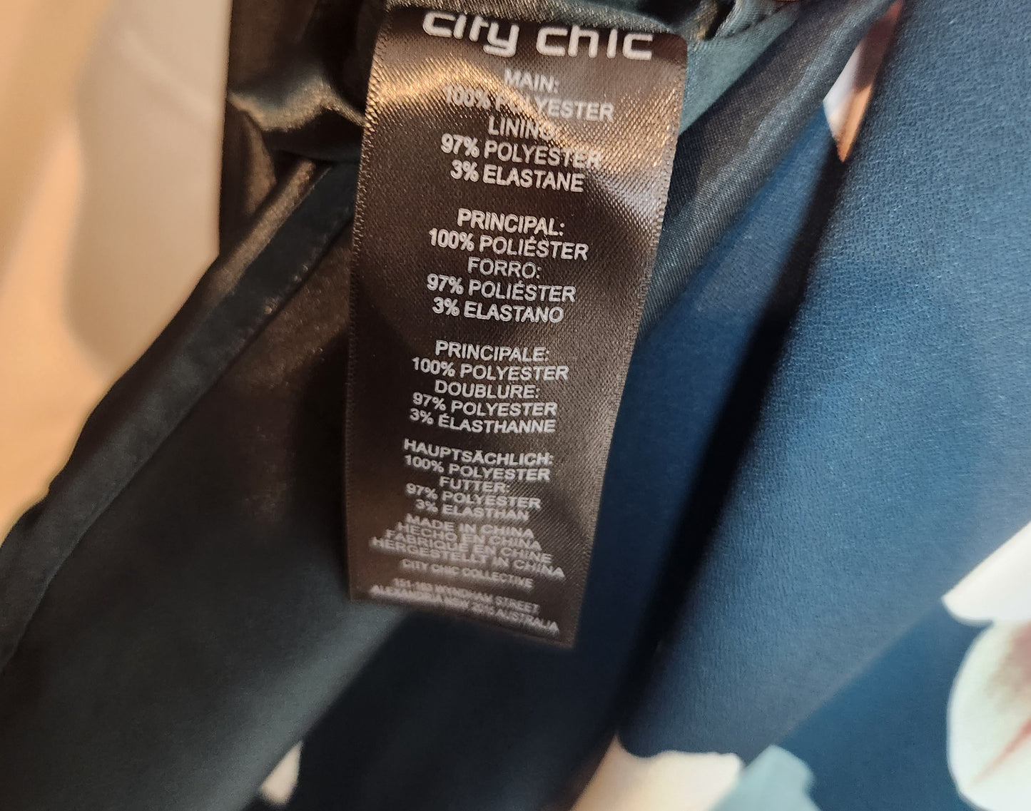 City Chic Navy Floral Draped Midi Dress – Size S