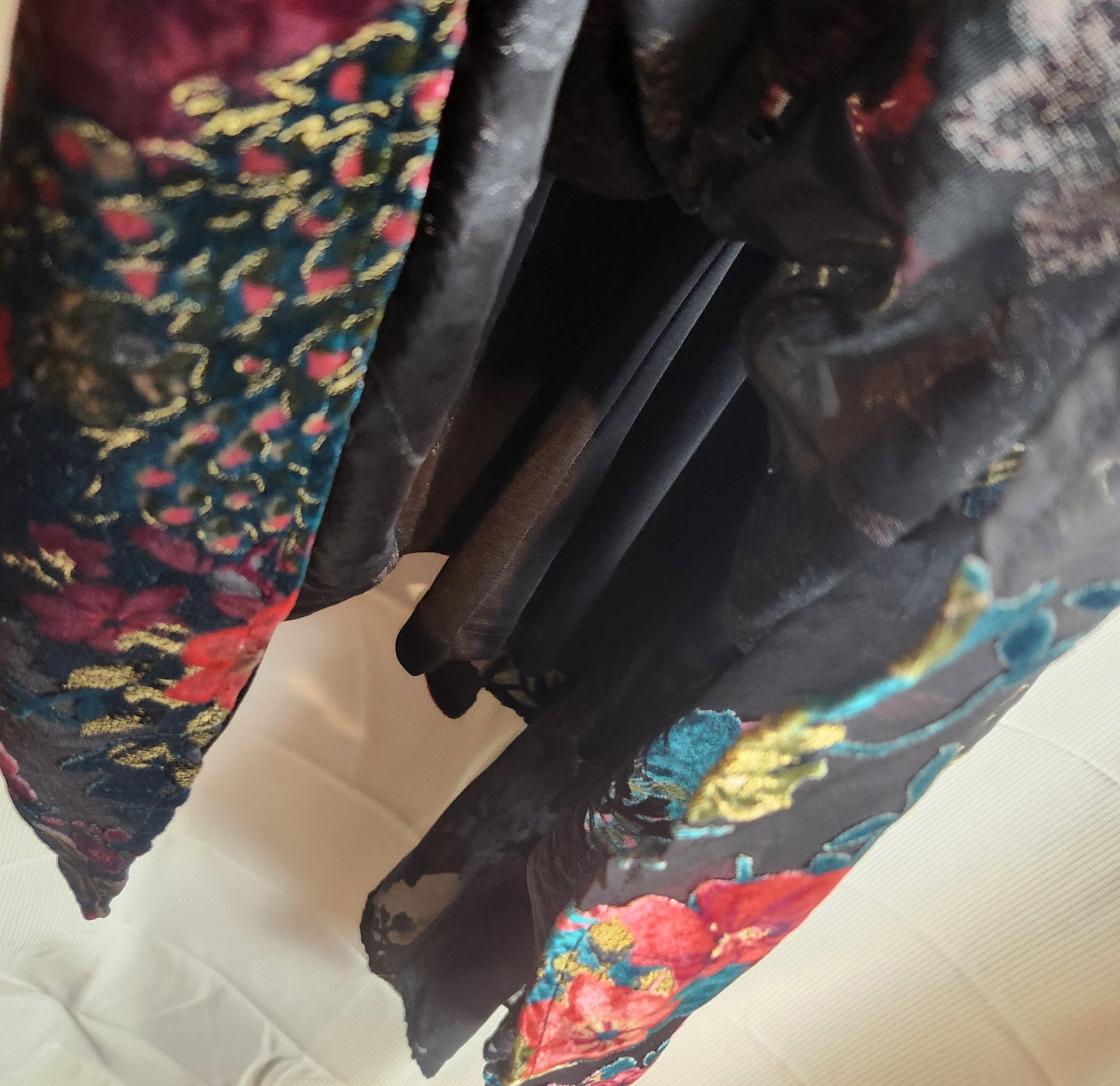 Monsoon Black Velvet Floral Burnout High-Low Dress | UK 16