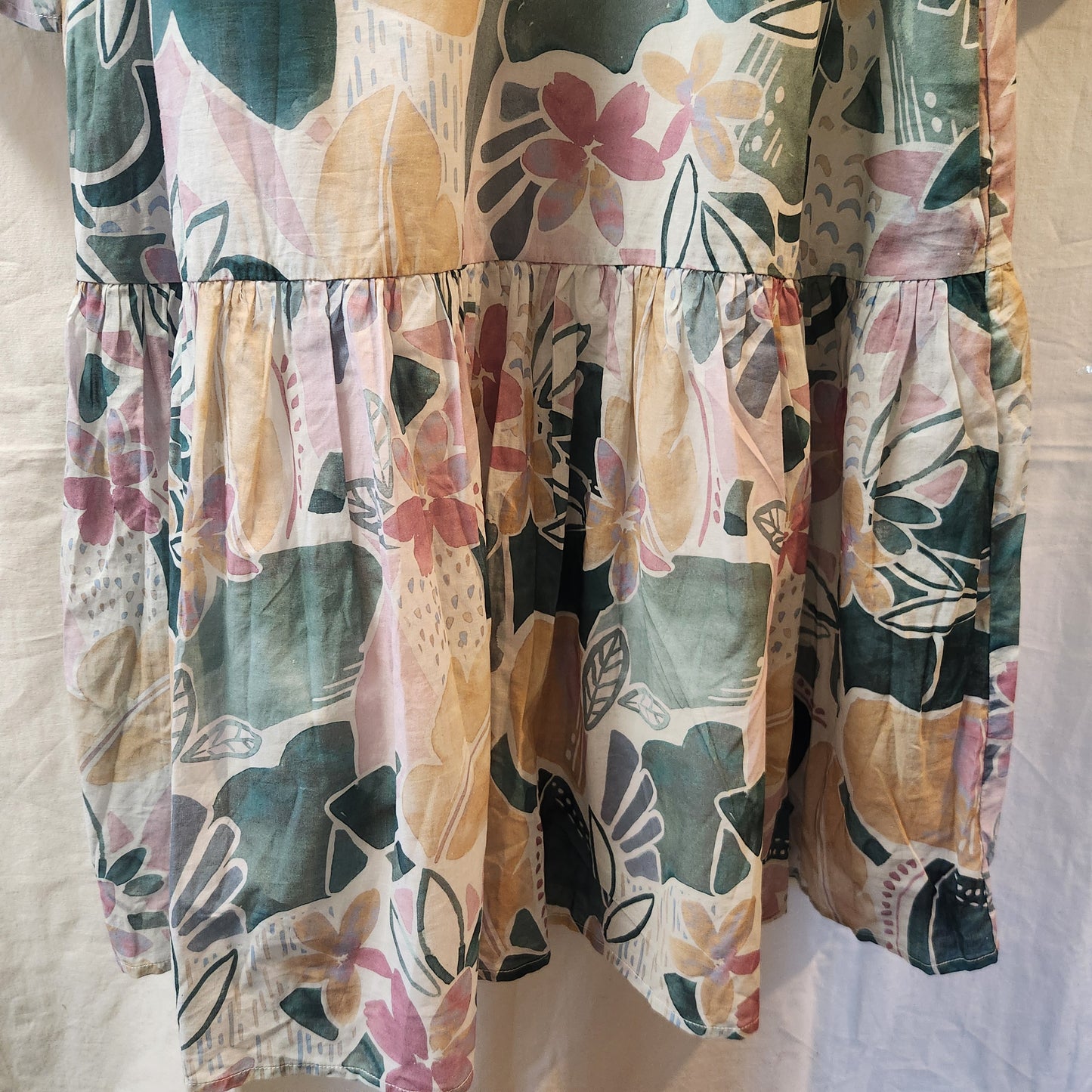 Yarra Trail Watercolour Blooms Cotton Tiered Midi Dress Size 18 NWT